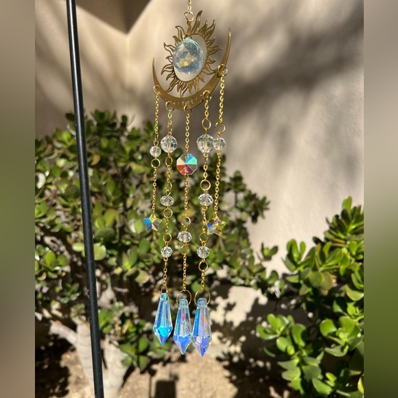 Sun Moon Crystal Wind Chime Pendant for Home Decor Outdoor Garden Sunca… - Picture 1 of 5